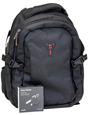 Wenger Sidebar 16'' Backpack & Chipolo ONE Spot Bluetooth Item Finder Ultimate Lifestyle Bundle – GPS Tracker, Key Finder Combo for Lost & Found | Stylish Black Polyester Laptop Bag Included