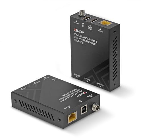 LINDY 39383 KVM HDMI 4K60 CAT.6 Extender USB und Audio auf 70 Meter