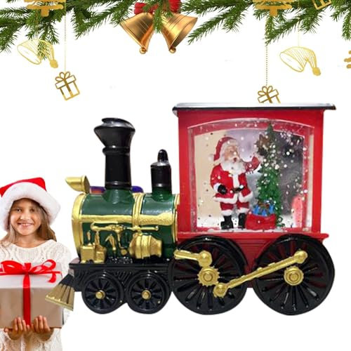 Teksome Beleuchteter Zug, Schneekugel, dekorativer Weihnachtsmannzug, Tischschmuck für Arbeitszimmer, Garten, Wohnzimmer, Schlafzimmer, Auto, Vitrine