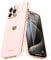 Teageo Kompatibel mit iPhone 15 Pro Max Hülle + 2 Stück Schutzfolie, Mädchen Herz Hülle Galvanisierte Weich TPU Kameraschutz Kratzfest Handyhülle für iPhone 15 Pro Max, Licht Rosa