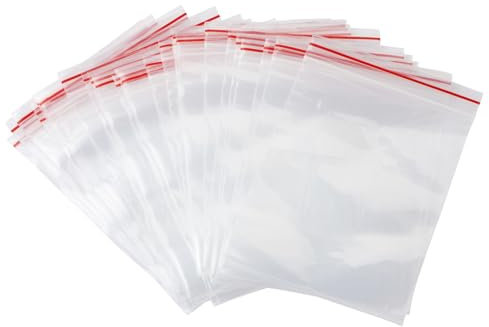Carehabi 100 sacchetti con zip, sacchetto con zip richiudibili, trasparente con cerniera, sacchetto di plastica con zip, sacchetto di plastica trasparente, sacchetti trasparenti (6 x 8)
