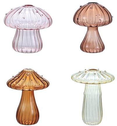 BlogBlog Glas-Pilzvase, Mini-Pilzvase, Blumenvase, kreative Pilz-Glasvase, Pflanze, Hydrokultur-Kunstpflanze, Tischvase (4 Farben)