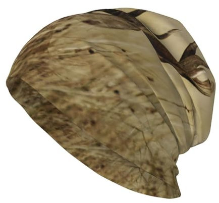 EgoMed Totenkopfmütze, Strickmütze, Polyester-Sturmhaube, Slouchy-Beanie-Mütze, Laufmütze, Weißwedelhirsch-Kitz im Wildnis-Hirsch