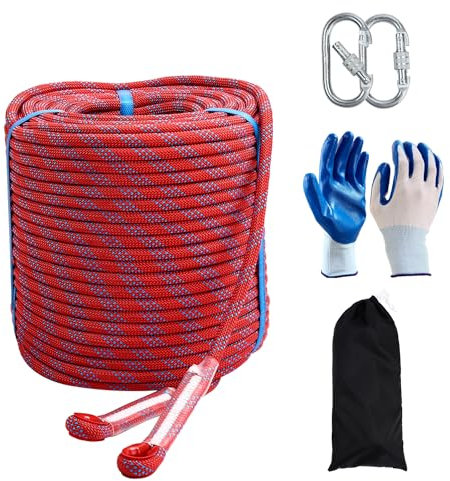 Corde d'escalade 10 mm (75 m) Corde d'escalade statique d'extérieur Corde d'escalade en polyester tressé Corde d'escalade statique haute résistance Corde d'extérieur pour rappel, corde de sauvetage
