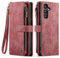 UEEBAI Étui Portefeuille pour Samsung Galaxy A35 5G, Fait à la Main en Cuir PU avec Emplacements pour Cartes Fermeture Magnétique avec Hand Strap Poche à Fermeture éclair et Béquille - Rouge