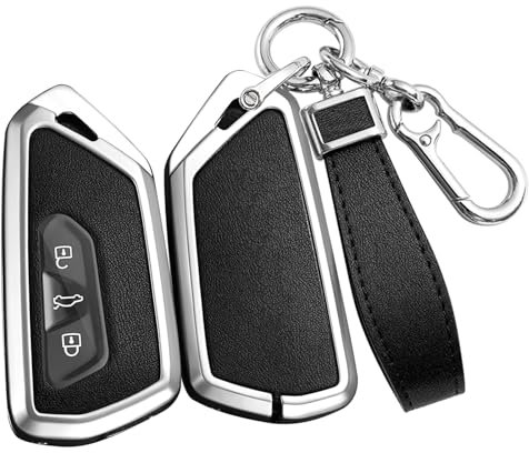 ontto Autoschlüssel Hülle Passt für Skoda Octavia A8 MK8 für Seat Leon FR Mk4 Cupra Formentor für VW Golf 8 ID.4 Schlüsselgehäuse Schlüsselhülle Schlüsselanhänger Schlüsselbox Zubehör-Silber Schwarz