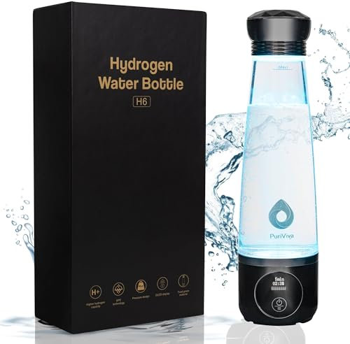 Hydrogen Water Bottle, Portable Hydrogen Water Bottle Generator, Ion Water Bottle Ionizer, Generates 3000ppb Pure Hydrogen, Water Ionizer Machine Ideal for Daily Drinking, Office Use and Travel.
