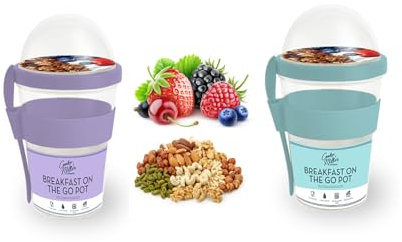 Overnight Oats Jar Breakfast Container Pot Yoghurt Oat Milk Storage Pots With Lids To Go For Oatmeal Yogurt Cereal Granola Muesli Reusable Cups BPA Free PP And Silicone Jars With Lid And Spoon (1 Pc)
