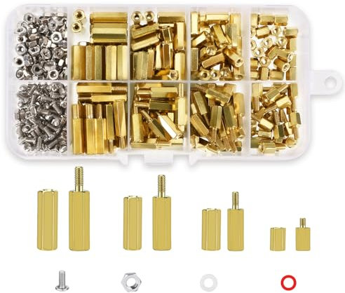 Auauraintt 486Stk M2.5 Abstandshalter Hex Distanzhülsen Messing Männlich Weiblich PCB Standoff Schraube Mutter Spacer Gewinde Abstandsbolzen Schrauben für Platine Mainboard