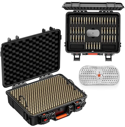 Kinghardcase 600 Rounds 5.56/223/.300 Ammo Case Storage Box, Waterproof Ammo Case, Large-Capacity Bullet Locking Storage Box - Mil-Spec Travel Safe Ammo Storage for 5.56 223 Ammo/Bullet