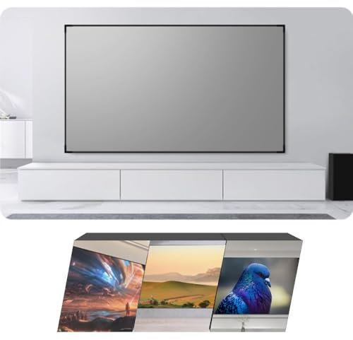 ZIUSFAC Projector Screen Fixed Frame Projection Screen 60in Wall Mount Movie Screen Grey Projector Screen For Indoor Home Theater 3.5X Gain 4K/8K Ultra HD(60in-16:9)