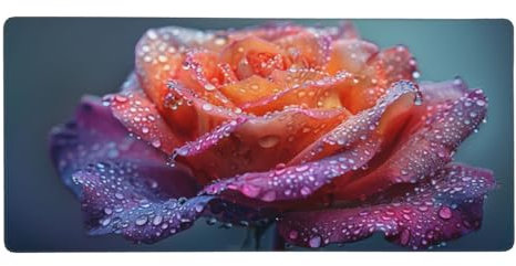 Blume Mauspad XXL 900x300x3mm, Groß Gaming Mauspad Kunst Design Vernähte Kanten, Wetterfest Anti Rutsch Mousepad Gaming Zubehör PC Laptop verbessert Präzision und Geschwindigkeit für Home Office
