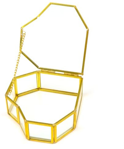 DRERIO Große Schmuck Dekorative Box Klare Schmuck Display Box Trinket Aufbewahrungshalter Herzförmig Ring Fall Schmuck Organizer Golden für Trinkets Ohrringe Ringe Halsketten