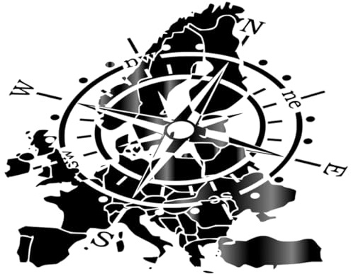 Verschiedene Motiv Aufkleber, Kompass, Erde, Weltkarte Europakarte Aufkleber, Abziehbild (RP53 M) (schwarz grau (53/3/1), 5 cm)