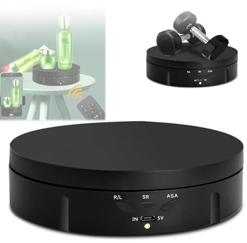 NzEupno Giradischi Professionale per La Fotografia, Supporto Espositivo Rotante Elettrico A 360 Gradi con Telecomando per L'Esposizione di Prodotti Fotografici,Black