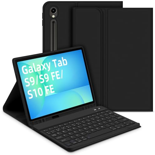 Bettdow Funda con Teclado para Samsung Galaxy Tab S10 Lite/S10 FE 10,9 | Desmontable Español Ñ Teclado con Funda para Galaxy Tab S10 FE/ Tab S9 FE 10,9 Pulgadas/ Tab S9 11 Pulgadas, Negro
