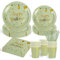 Lot de 125 assiettes Vert sauge et doré en carton décoration d'anniversaire pour 25 invités les Fêtes, Mariages, Fêtes de Remise des Diplômes, Assiettes de Fête