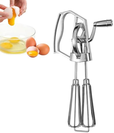 Batidora manual, batidora de huevos con manivela, batidora manual giratoria, batidora manual para huevos, batidora de acero inoxidable, batidora portátil