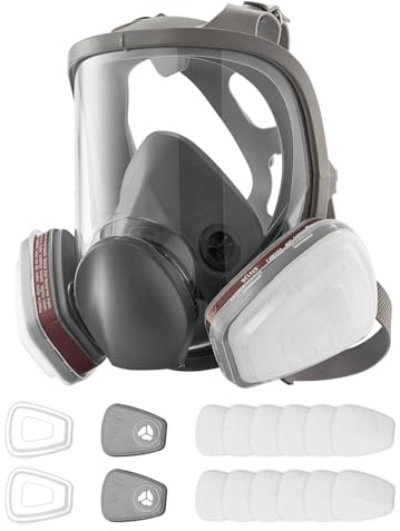 VEVOR Reusable Respirator Mask with Filters, Full Face Gas Cover - Organic Vapor & Dust-Proof Protection for Painting, Welding, Woodworking, Polishing