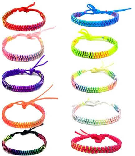 MUNSKT 10 Stück Böhmische Gewebte Freundschaftsarmband Freundschaft Armbänder Gewebte Armbänder Handgefertigt Verstellbar Freundschaftsbänder Handgefertigt Wickelarmband Multi Farbe