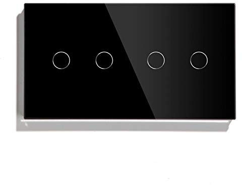 Interrupteur Tactile,Interrupteur Mural Tactile 4 Bouton Gang Touch Switch 157mm Commutateur de lumière électrique Crystal Class Interrupteur du panneau Blanc noir Noir Golden Home Amélioration de la