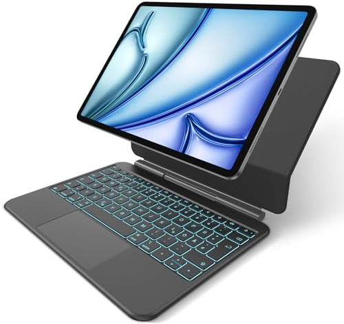 TECURS Magnetische Tastatur Hülle für iPad Air 11 Zoll (M4/M3/M2, 2026/2025/2024) /Air 5/4 QWERTZ ISO-DE Layout, Magic Keyboard für iPad Pro 11(4/3/2/1 Gen) mit Vollflächiges Touchpad
