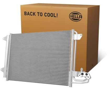 HELLA 8FC 366 220-431 Kondensator, Klimaanlage - Kühlrohre parallel | Aluminium - mit Dichtungen - mit Trockner