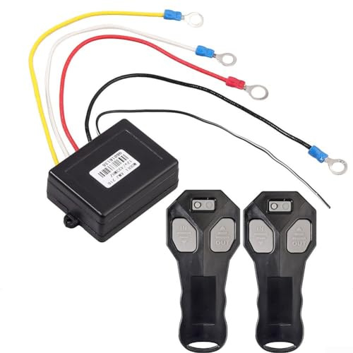 Gdfnmogo Kit de control remoto inalámbrico de cabrestante eléctrico de 12 V 24 V con alcance de 30 m, receptor impermeable para vehículos todoterreno, 2 mandos a distancia incluidos
