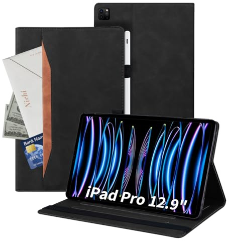 Auslbin Cover Compatibile con iPad Pro 12.9 6a/5a/4a Generazione Custodia di Tablet in Pelle PU in Stile Classico Anti-Fall Case di Scheda Protettiva con iPad Pro 12.9 2022/2021/2020 Nero