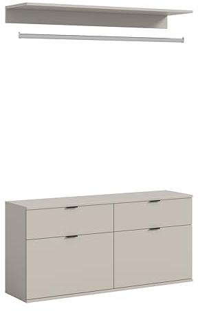 xonox.home - Kommode & Wandboard Projekt X 121x62x34 cm in Kaschmir Nachbildung - Mehrzweckschrank mit Board - modern, geräumig und funktional