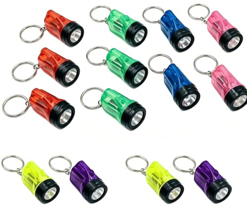 14 Stk Mini LED Taschenlampe Schlüsselanhänger Set Bunt Geburtstag | Für Mitgebsel und Partygeschenke, kleine Geschenke für, Mitbringsel, Gastgeschenke, Camping, Draußen, Tagesausflug