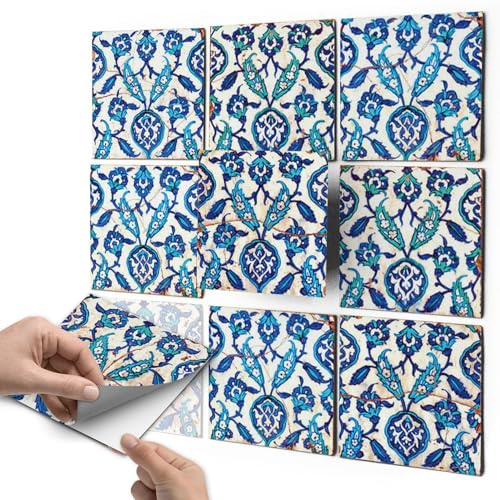 Dekor-Fliesen Fliesenaufkleber - CREATISTO Fliesenstickerl Fliesen überkleben Aufkleber Folie Sticker für Badfliesen - Küche Deko Badezimmer-gestaltung I 10x10 cm - Design Hamam Vibes - 18 Stück