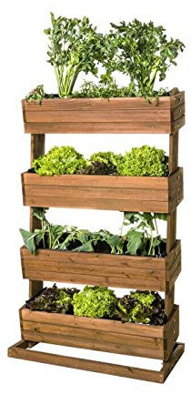 Vertikales Hochbeet Cube 4 aus Holz mit Vier beweglichen Kästen