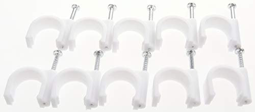 Nagelschelle Nagelschellen Kabelschellen Rundschelle mit Nagel Kabelschelle für Kabel 4 mm weiß