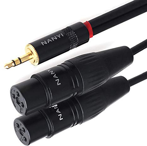 Cables de audio con divisor de micrófono NANYI de 3.5 mm a 2XLR, TRS estéreo macho a dos XLR Cable de micrófono de audio con interconexión hembra, Cable adaptador de divisor en Y -3 metros