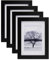 EGOFINE 7x5 Picture Frames Set of 4, Solid Wood Frames with Acrylic Glass, Matted for 4x6/3.5x5 inch, 7x5 Photo Frames for Tabletop and Wall Mounting,17.8 x 12.7cm Small frames for Printing,Black