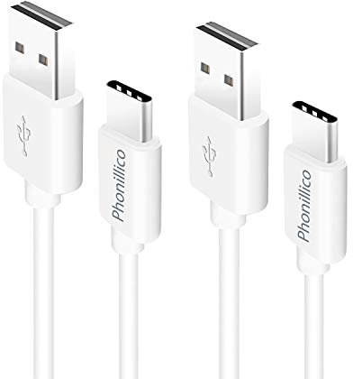 PHONILLICO Lot de 2 Cables compatible avec Samsung Galaxy A20E/A40/A50/A70/A80/A9 2018/A8 2018/A5 2017/A3 2017 - [PACK 2] USB TYPE USB-C Blanc 1 Metre