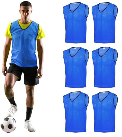 GSi Mesh Training Pinnies for Soccer Basketball and Team Sports | Free Size Fits Most Players, Breathable Mesh Fabric, Reinforced Neck and Arm Piping, Packs of 6 and 12, 6 Color Options