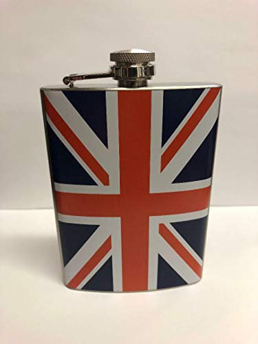 Stainless Steel Hip Flask Drink Case Holder Pocket (8 oz. Union Jack)