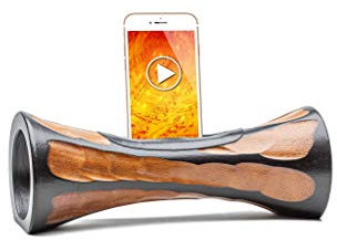 mangobeat® - Enceinte écologique et Universelle en Bois - Amplification de Tous Les Smartphones sans électricité - «Vortex Noir» 25 cm