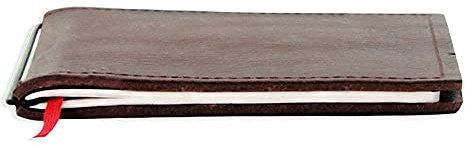 X17-A5 Notizbuch/Personal Organizer | 9 mm dünn | braun kastanie, aus Leder. Nachfüllbar. Notizheft (blanko) mit Doppeltasche, Made in Germany.