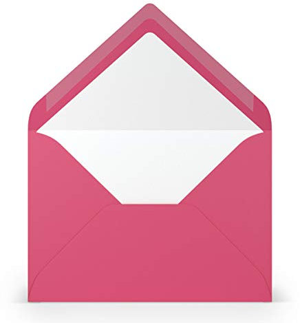 PAPERADO Lot de 100 enveloppes DIN B6 fuchsia nervuré magenta rose - 100 g/m² - Sans fenêtre - 17,8 x 12,5 cm - Enveloppes avec fermeture humide - Rabat pointu