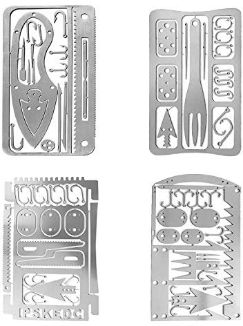 Survival Gear Multifunktionswerkzeug für Kreditkarten – Camping Mehrzweck-EDC Multitool – Angelhaken, Geschenkidee (Silber, 2 Stück)