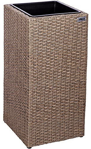 STILISTA Fioriera per Piante - in Polyrattan, 63x30x30 cm, Alta, Protezione UV, Resistente, con Drenaggio, Intrecciata, 4 Colori - Porta Vaso, da Esterno, per Fiori, da Balcone, Terrazzo, Giardino