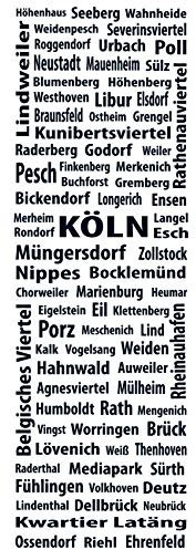 wall-refine WS-02161 | Stadtteile KÖLN -Schrift im Block- | 58 x 200 cm, schwarz, seidenmatt, Premium Wandtattoo Wandaufkleber der Extra-Klasse Wanddeko Wohnzimmer Büro Deko