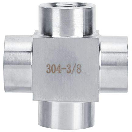 Té en acier inoxydable, raccord de tuyau à 4 voies, té en acier inoxydable 304 4 voies G3 / 8 adaptateur de connecteur de raccord de tuyau à filetage femelle pour eau et gaz(Quatre voies 3 points 3/8)