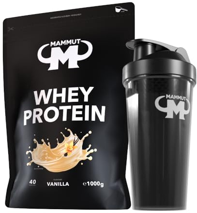 1kg Mammut Whey Protein Eiweißshake - Set (Vanille + Protein Shaker)