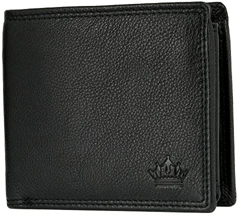 Manza Leder Geldbörse Herren mit RFID Schutz und Geheimfach I Echtleder Geldbeutel für Männer mit Geschenkbox I extra-stabile Doppelnaht I Hochformat