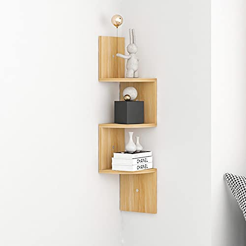 MOTT Schwebendes Regal mit 3 Ebenen, mehrschichtiges Wand-Eckregal, Zick-Zack-Bücherregal, dekoratives Organisationsregal für Küche, Schlafzimmer, Wohnzimmer, Arbeitszimmer