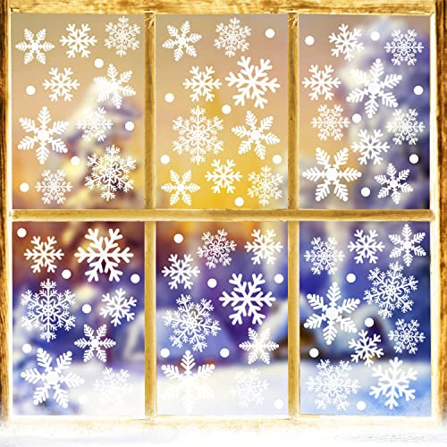 Schneeflocken Fenstersticker, 372 Fensterbilder Weihnachten, Weihnachtsdeko Fenster, Fensteraufkleber PVC Fensterdeko Selbstklebend,für Türen Schaufenster Vitrinen Glasfronten Deko